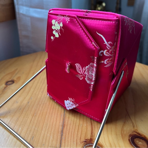 Vintage Valeria Stevens Takeaway Fabric Hot Pink Purse - Picture 5 of 13